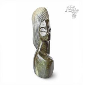 Skulptur von Tutani Mgabazi: Mädchen mit hoher Frisur | Steinskulpturen online kaufen