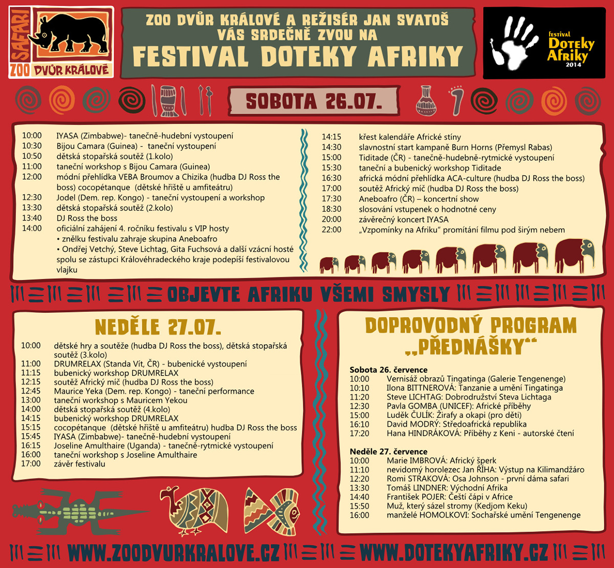 Programm des Festivals Berührungen von Afrika“ im Zoo Dvůr Králové 2014