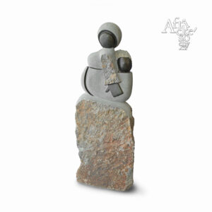 Skulptur von Binas Jack: Mutter mit Kind | Steinskulpturen online kaufen