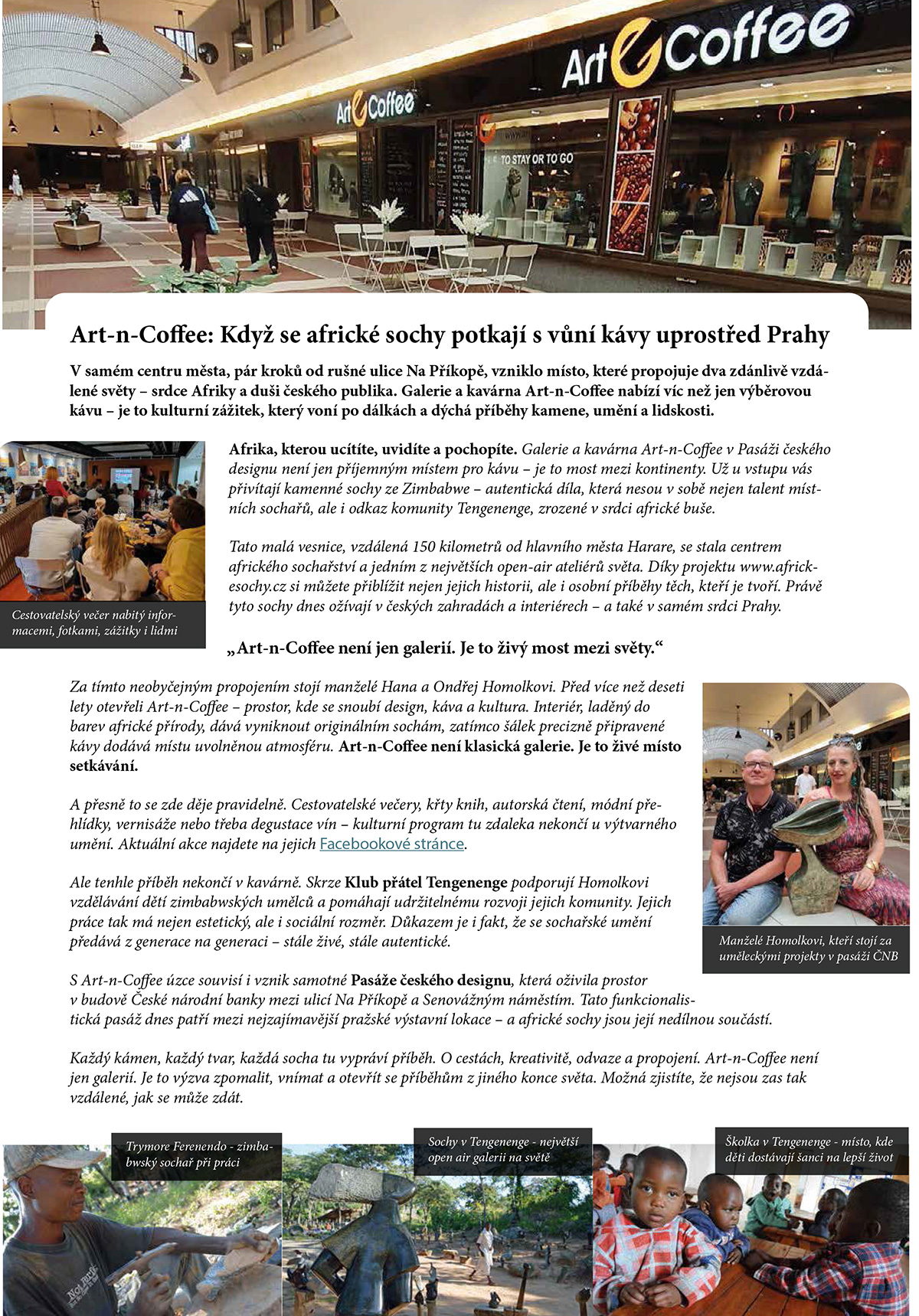 Artikel im Magazin Prestige - Wenn afrikanische Steinskulpturen auf den Duft von Kaffee treffen